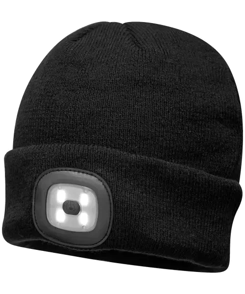 Portwest Beanie Led Headlight USB Rechargeable (B029) Black