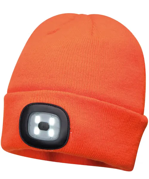 Portwest Beanie Led Headlight USB Rechargeable (B029) Orange