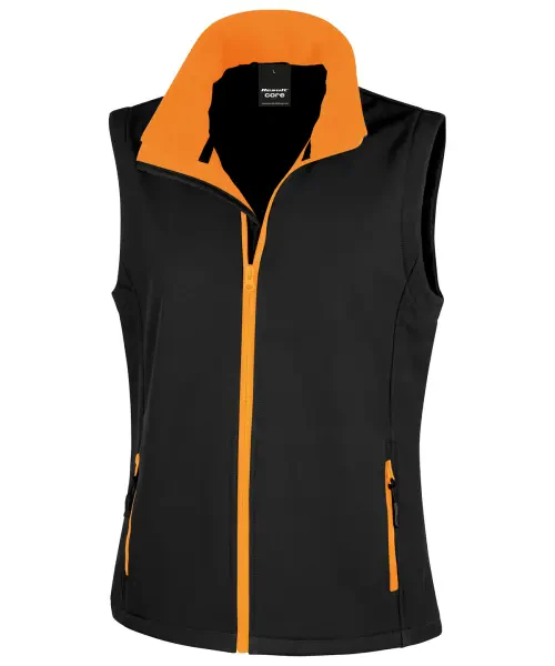 Result Women's Printable Softshell Bodywarmer Black/orange