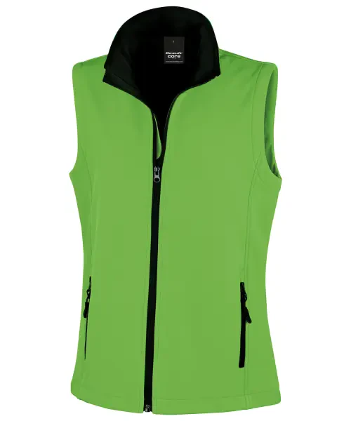 Result Women's Printable Softshell Bodywarmer Vivid Green/black