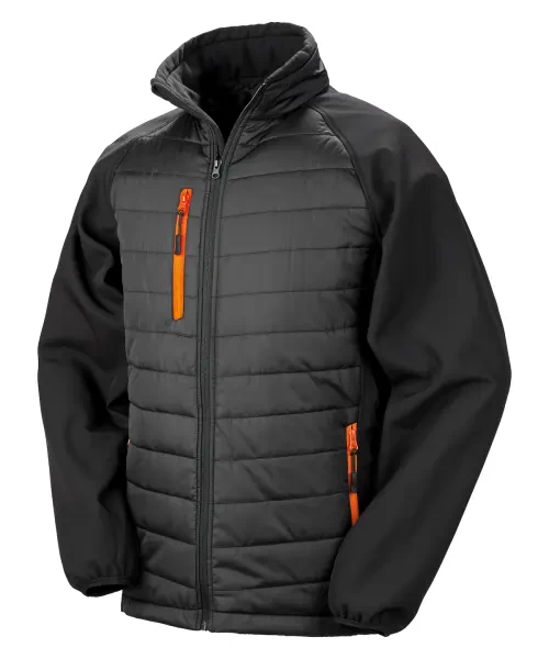 Result Compass Padded Softshell Jacket Black/orange