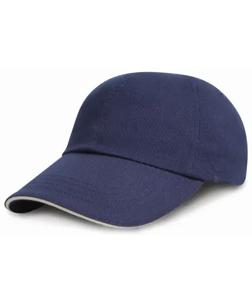 Result Junior Low-Profile Heavy Brushed Cotton Cap with Sandwich Peak Navy/White