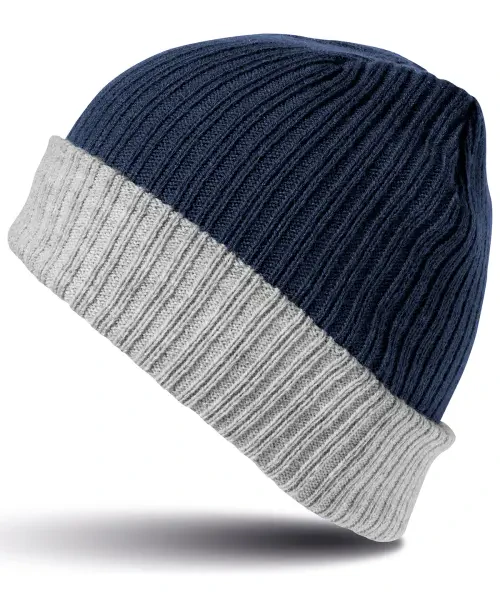 Result Double-Layer Knitted Hat Navy/Grey