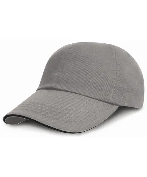 Result Low-Profile Heavy Brushed Cotton Cap with Sandwich Peak Grey/Black