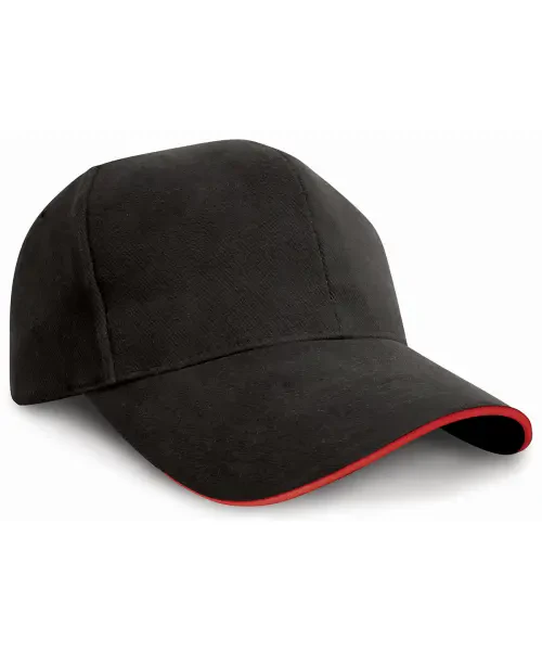 Result Pro-Style Heavy Cotton Cap with Sandwich Peak Black/Red