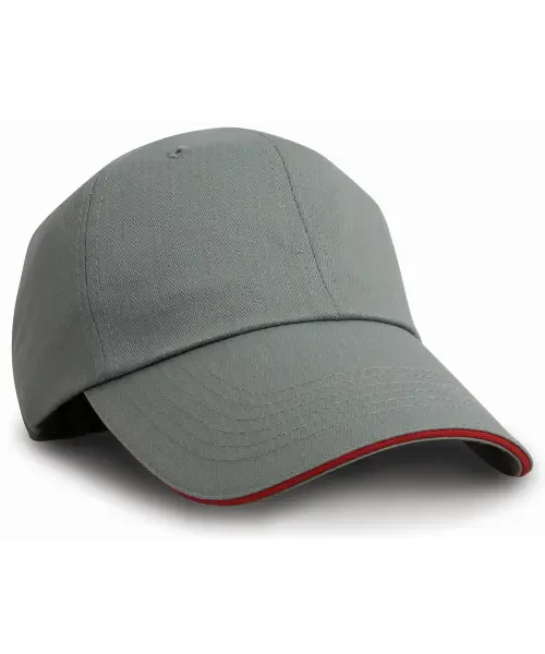 Result Herringbone Cap with Sandwich Peak Grey/Red