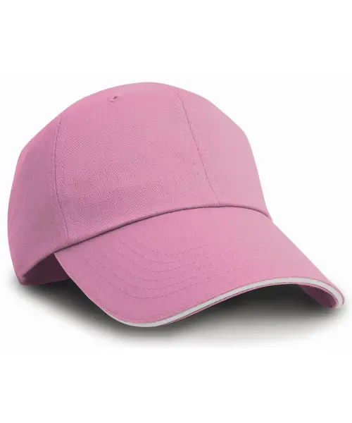 Result Herringbone Cap with Sandwich Peak Pink/White