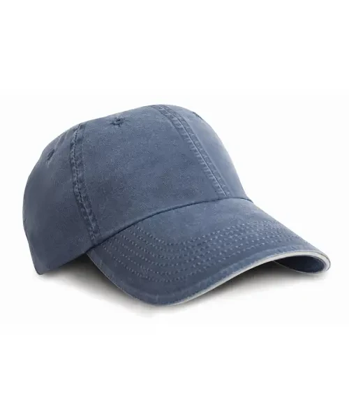 Result Washed Fine Line Cotton Cap with Sandwich Peak Navy/Putty