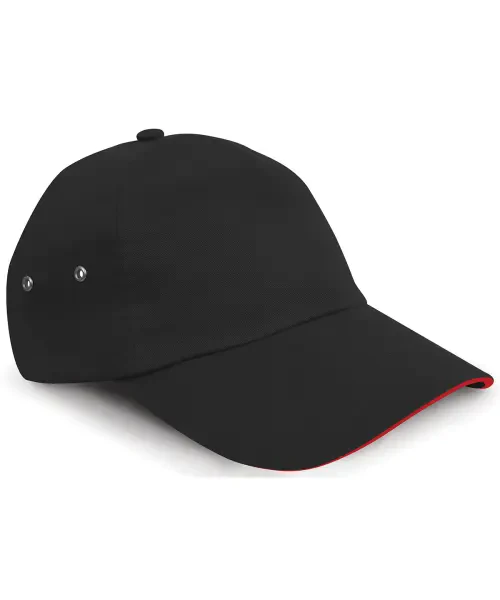 Result Printers Plush Cotton 5-Panel Cap Black/Red