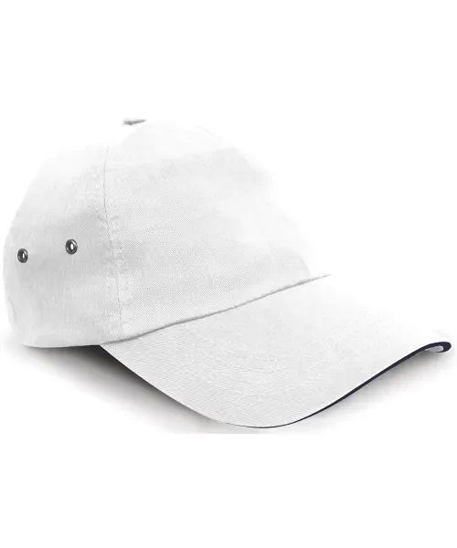 Result Printers Plush Cotton 5-Panel Cap White/Navy