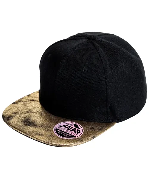 Result Bronx Glitter Flat Peak Snapback Cap Black/Gold