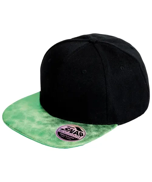 Result Bronx Glitter Flat Peak Snapback Cap Black/Green