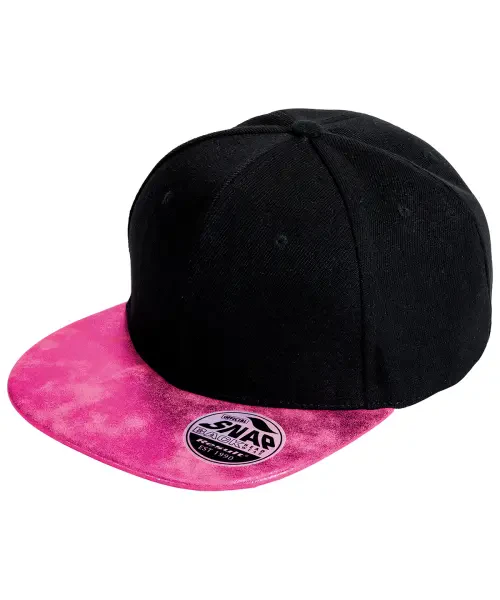 Result Bronx Glitter Flat Peak Snapback Cap Black/Pink