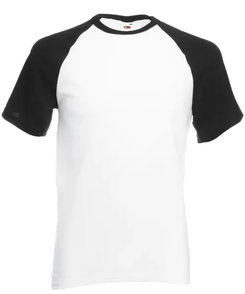 Fruit of the Loom Short Sleeve Baseball T White/black