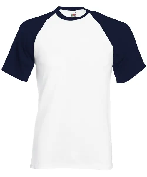 Fruit of the Loom Short Sleeve Baseball T White/deep Navy