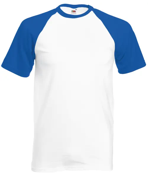 Fruit of the Loom Short Sleeve Baseball T White/royal Blue