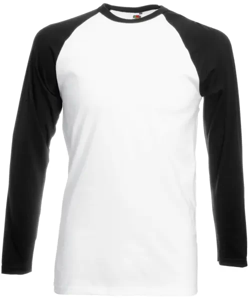 Fruit of the Loom Long Sleeve Baseball T White/black