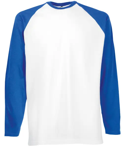 Fruit of the Loom Long Sleeve Baseball T White/royal Blue