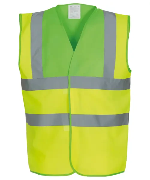 Yoko Hi-Vis 2 Band and Braces Waistcoat (HVW100) Lime/Yellow