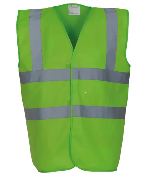 Yoko Hi-Vis 2 Band and Braces Waistcoat (HVW100) Lime