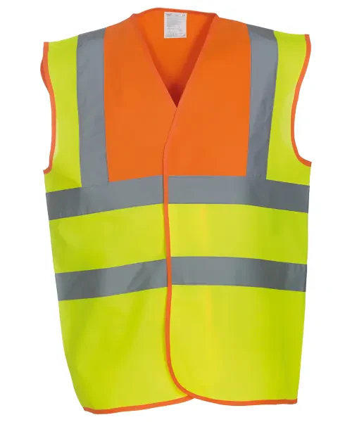 Yoko Hi-Vis 2 Band and Braces Waistcoat (HVW100) Orange/Yellow