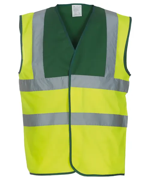 Yoko Hi-Vis 2 Band and Braces Waistcoat (HVW100) Paramedic Green/Yellow