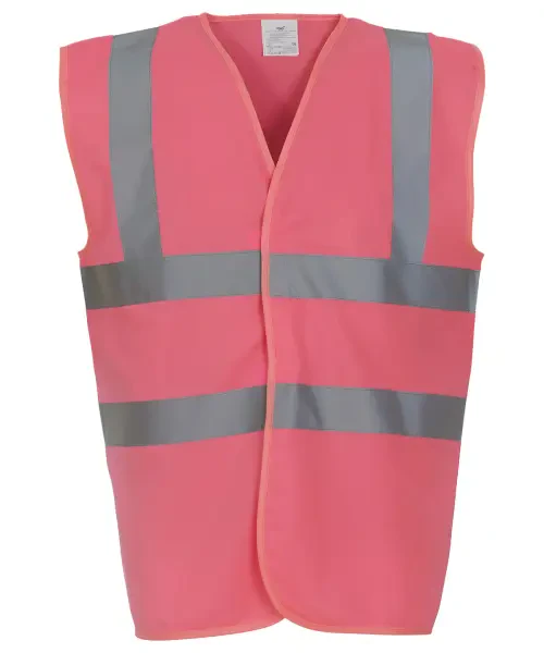 Yoko Hi-Vis 2 Band and Braces Waistcoat (HVW100) Pink