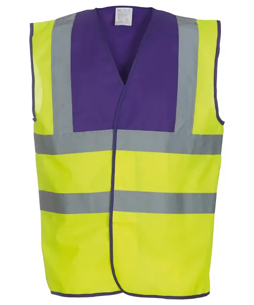 Yoko Hi-Vis 2 Band and Braces Waistcoat (HVW100) Purple/Yellow