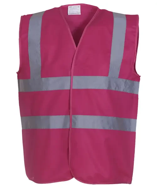 Yoko Hi-Vis 2 Band and Braces Waistcoat (HVW100) Raspberry