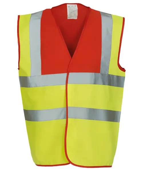 Yoko Hi-Vis 2 Band and Braces Waistcoat (HVW100) Red/Yellow