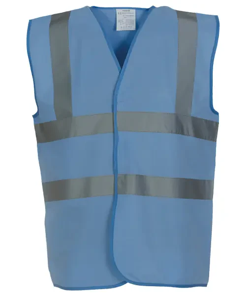 Yoko Hi-Vis 2 Band and Braces Waistcoat (HVW100) Sky Blue