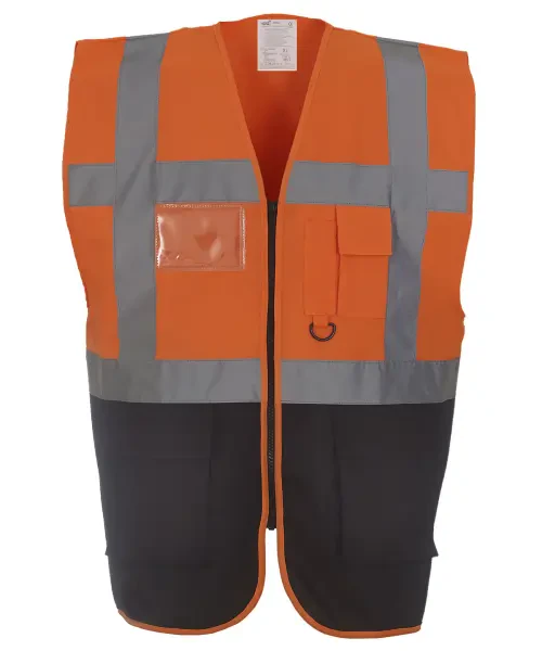 Yoko Multifunctional Executive Hi-Vis Waistcoat (HVW801) Orange/Black