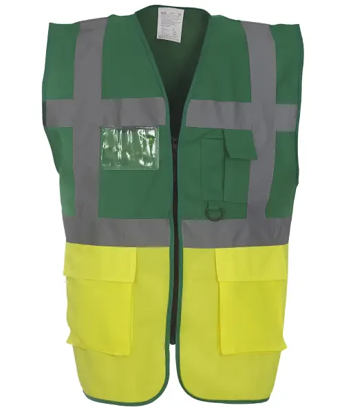 Yoko Multifunctional Executive Hi-Vis Waistcoat (HVW801) Paramedic Green/Yellow