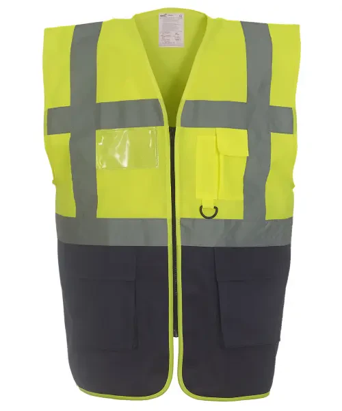 Yoko Multifunctional Executive Hi-Vis Waistcoat (HVW801) Yellow/Navy