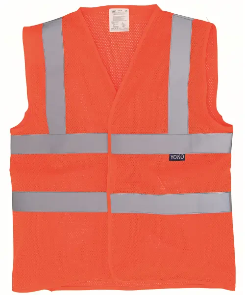 Yoko Top Cool Open Mesh 2 Band and Braces Waistcoat (HVW120) Orange