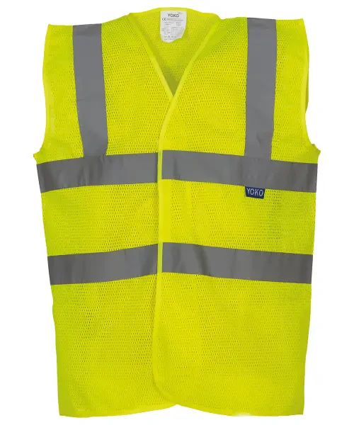 Yoko Top Cool Open Mesh 2 Band and Braces Waistcoat (HVW120) Yellow