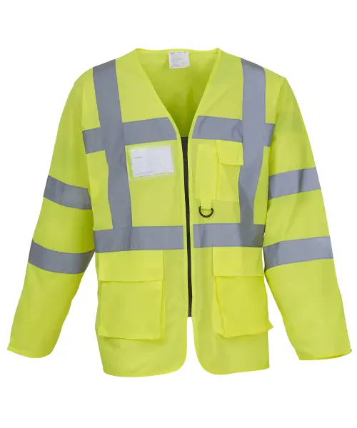 Yoko Hi-Vis Executive Long Sleeve Waistcoat (HVJ800) Yellow