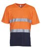 Yoko Hi-Vis Top Cool Super Light V-Neck T-Shirt (HVJ910) Orange/Navy