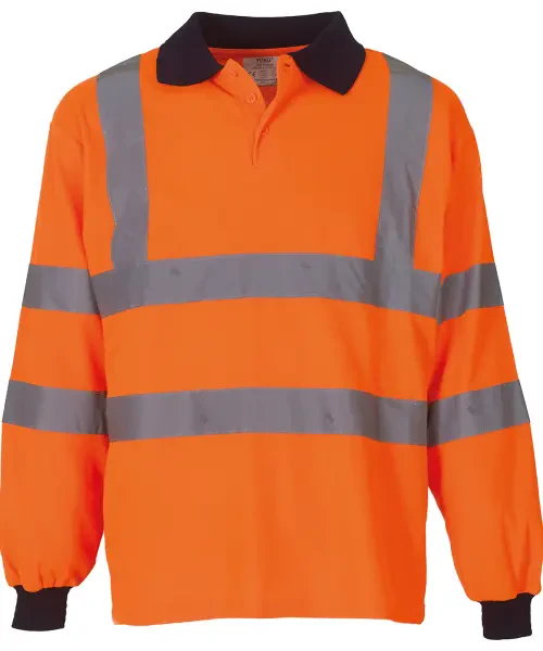 Yoko Hi-Vis Long Sleeve Polo (HVJ310) Orange