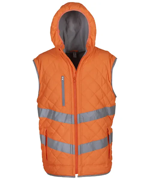 Yoko Hi-Vis Kensington Hooded Gilet (HV007) Orange