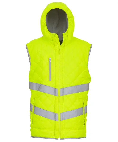 Yoko Hi-Vis Kensington Hooded Gilet (HV007) Yellow