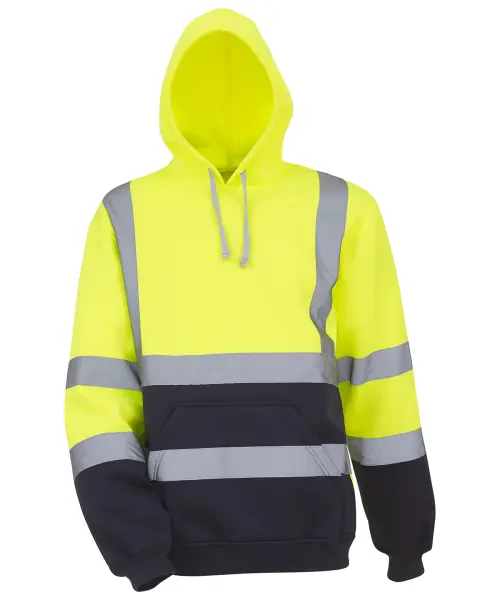 Yoko Hi-Vis Pull-Over Hoodie (HVK05) Yellow/Navy