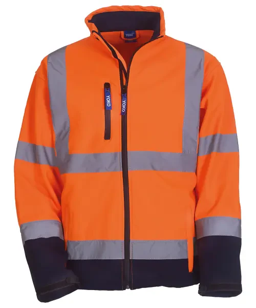 Yoko Hi-Vis Softshell Jacket (HVK09) Orange/Navy