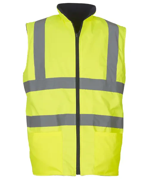 Yoko Hi-Vis Reversible Fleece Bodywarmer (HV008F) Yellow