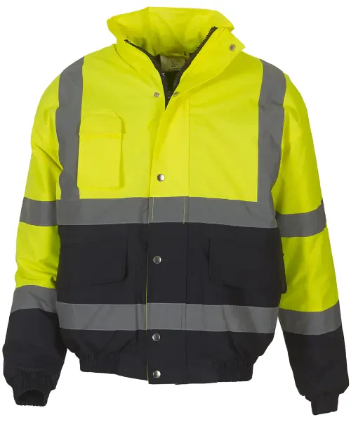 Yoko Hi-Vis Two-Tone Bomber Jacket (HVP218) Yellow/Navy