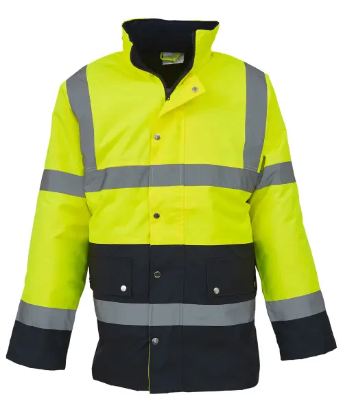 Yoko Hi-Vis Two-Tone Motorway Jacket (HVP302) Yellow/Navy