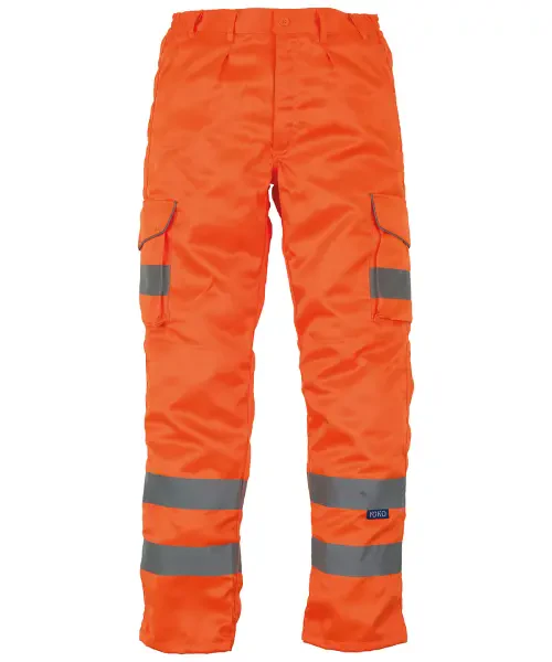 Yoko Hi-Vis Polycotton Cargo Trousers with Kneepad Pockets (HV018T/3M) Orange