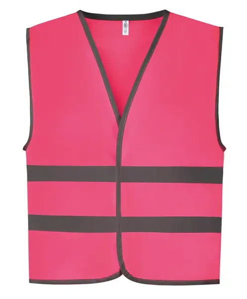 Yoko Hi-Vis Reflective Border Kids Waistcoat (HVW102CH) Fluo Pink