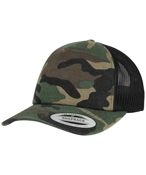 Flexfit by Yupoong Camo Trucker Cap (6606C) Wood Camo/Black