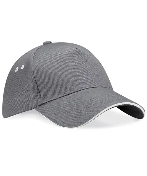 Beechfield Ultimate 5-Panel Sandwich Peak Cap Graphite/Oyster Grey